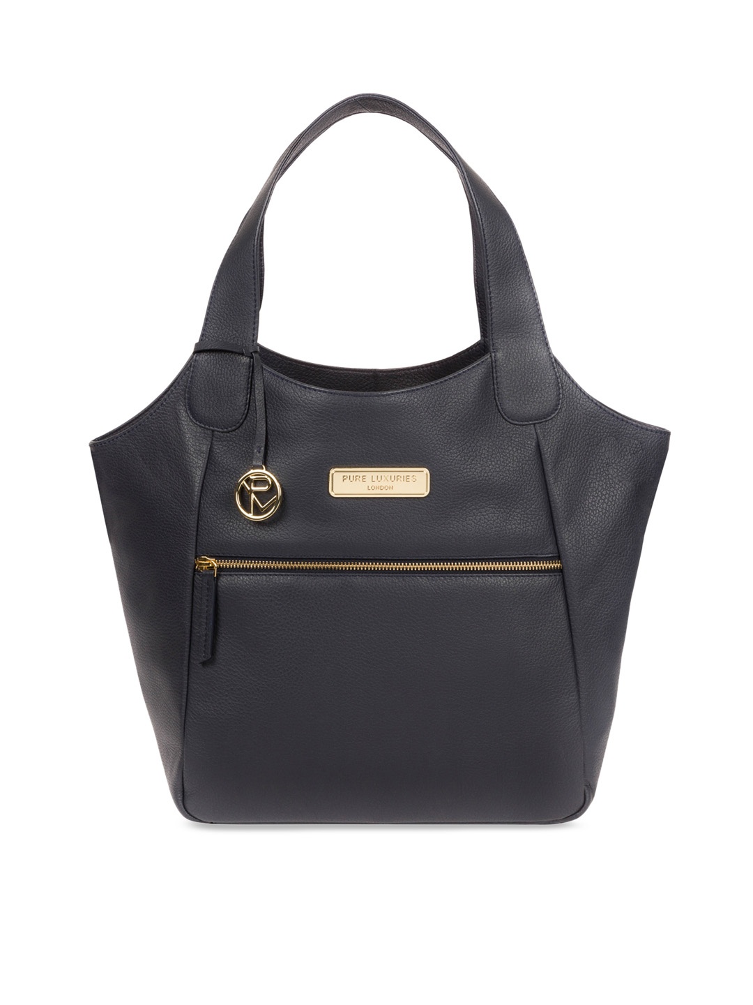 

PURE LUXURIES LONDON Women Navy Blue Solid Genuine Leather Roxanne Tote Bag