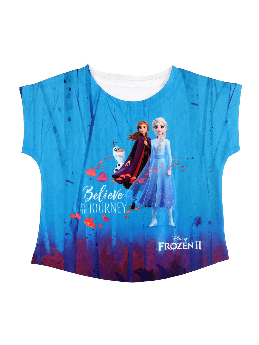 

Disney by Wear Your Mind Girls Blue Printed Round Neck T-shirt