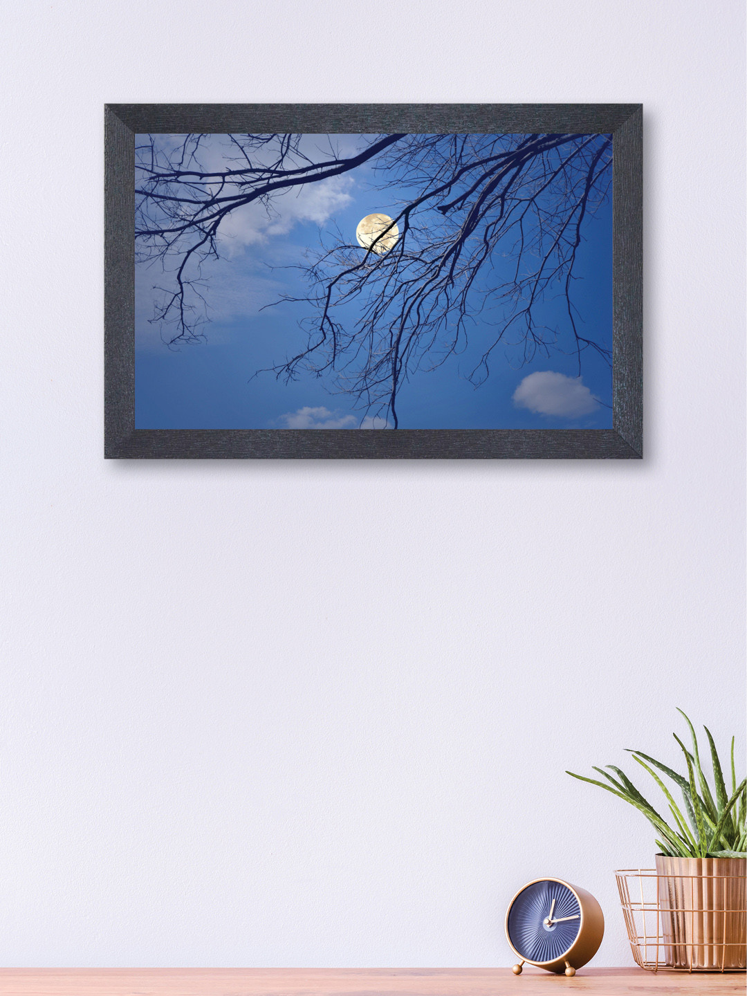 

nest ART Blue & Black Synthetic Wood Sky Moon Wall Art