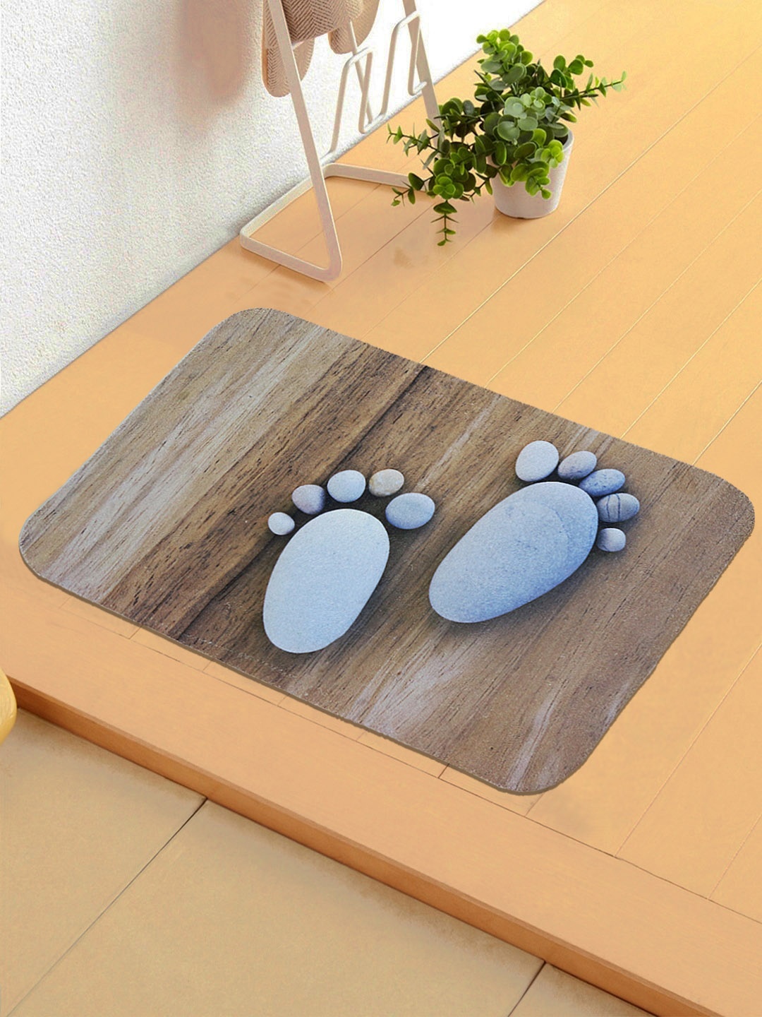 

Status Brown & Blue Printed Ant-Skid Doormat