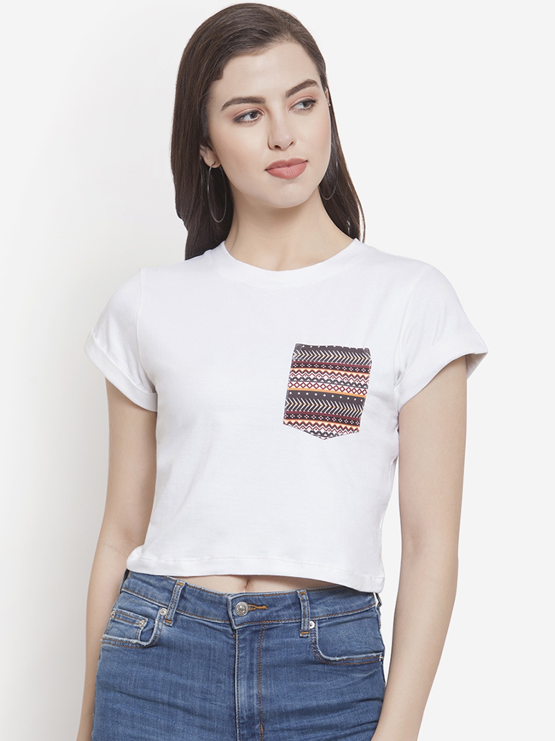 Martini Women White Solid Round Neck T-shirt