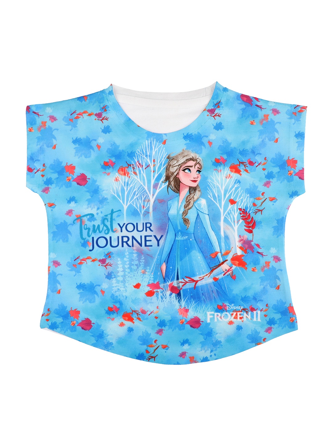 

Disney by Wear Your Mind Girls Blue Printed Round Neck T-shirt