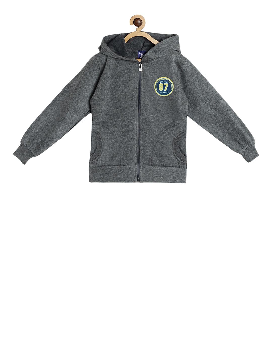 

SWEET ANGEL Girls Charcoal Grey Solid Hooded Sweatshirt