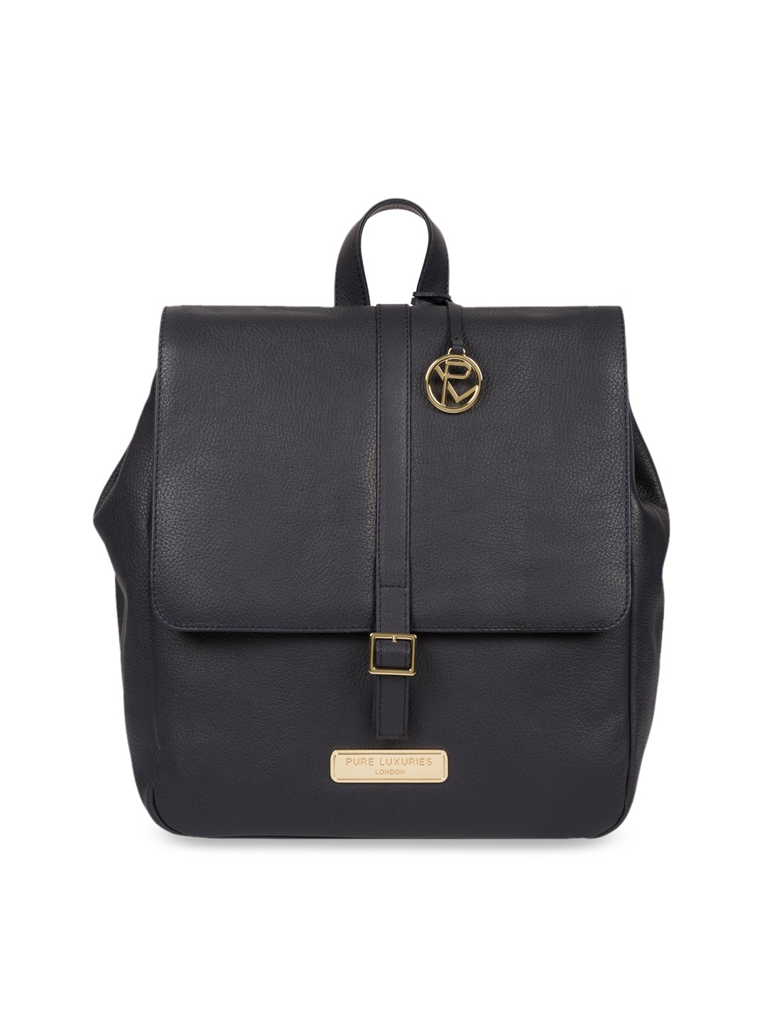 

PURE LUXURIES LONDON Women Navy Blue Solid Genuine Leather Daisy Backpack