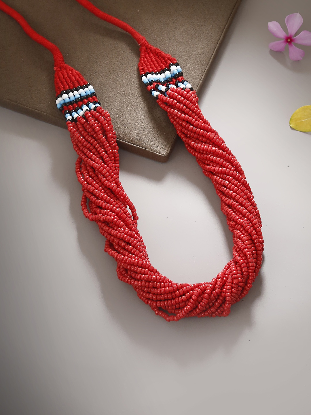 Bamboo Red Metal Handcrafted Necklace