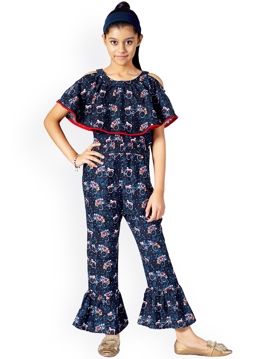 

Naughty Ninos Girls Navy Blue Printed Basic Jumpsuit
