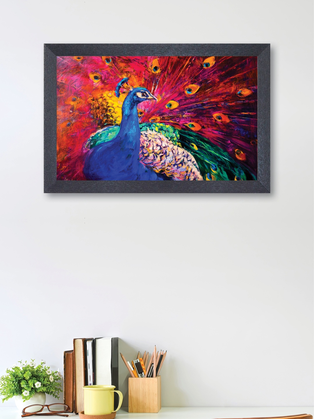 

nest ART Magenta & Blue Synthetic Wood Peacock Wall Art