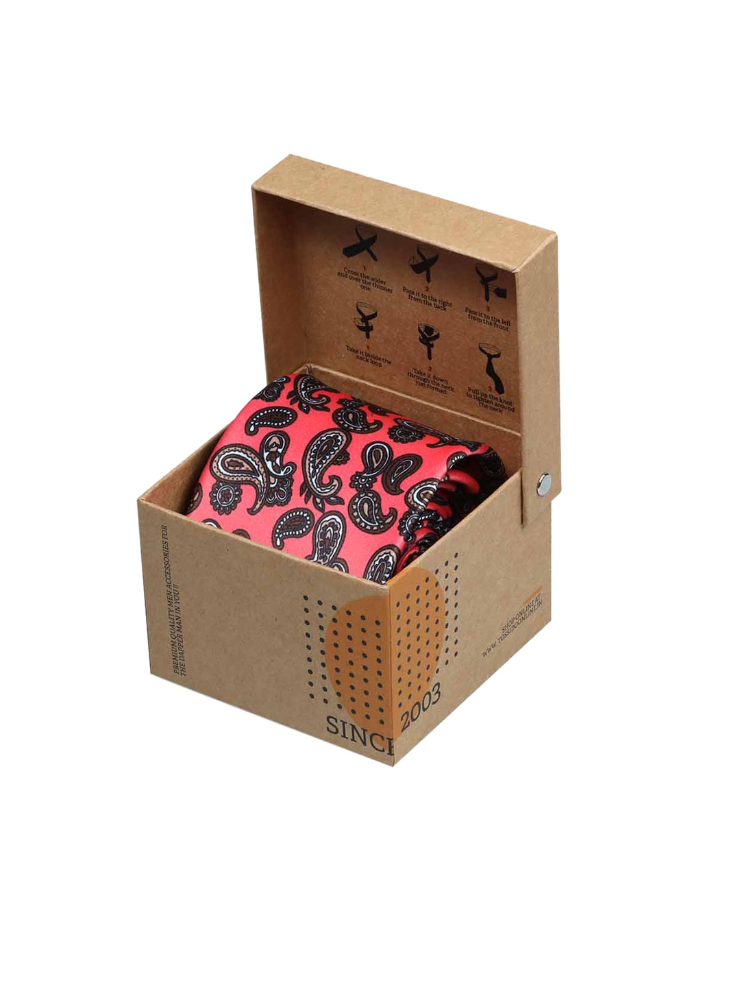 Tossido Red & Black Printed Broad Tie