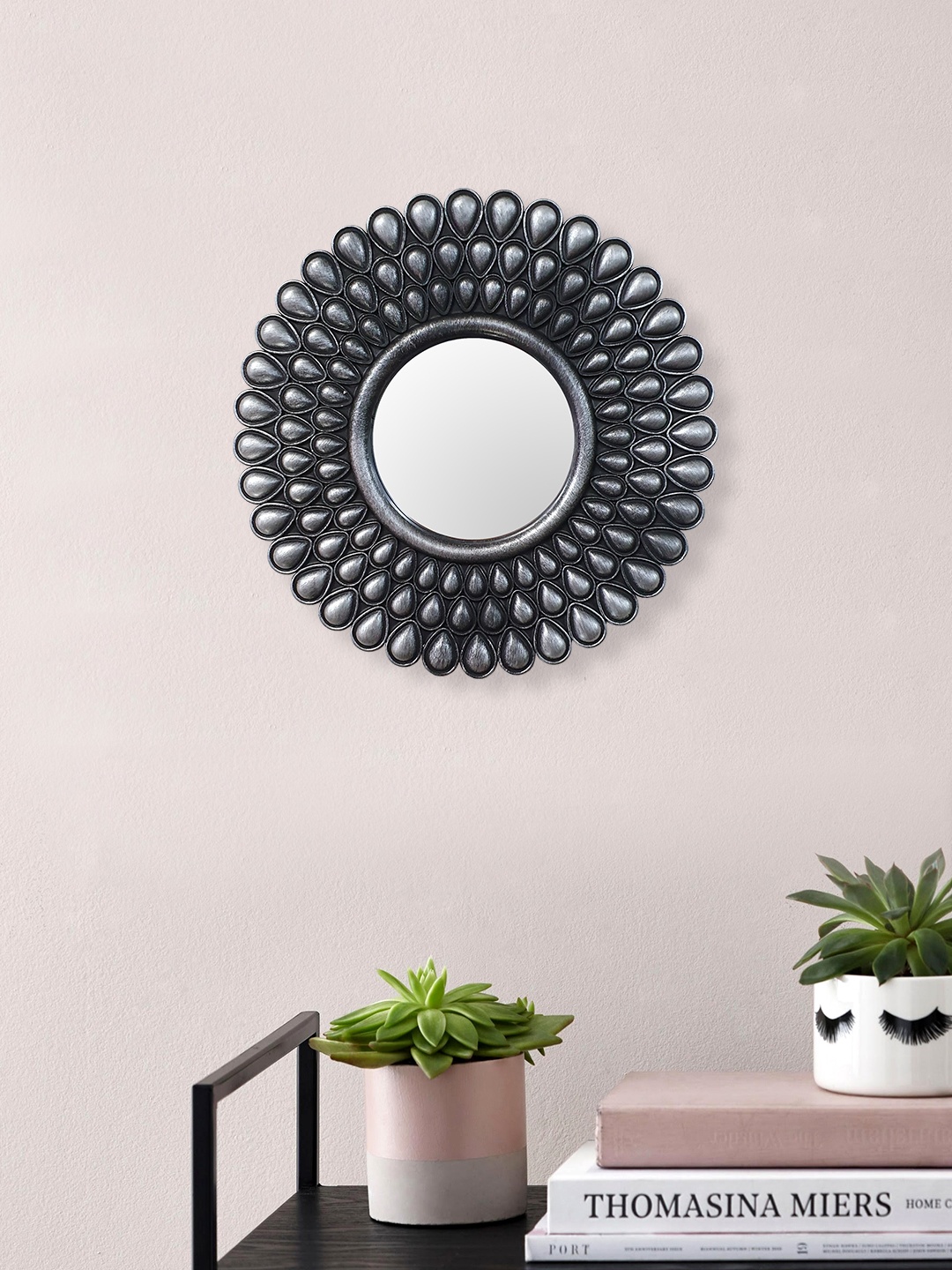 

Art Street Silver-Toned & Black Plastic Wall Mirror