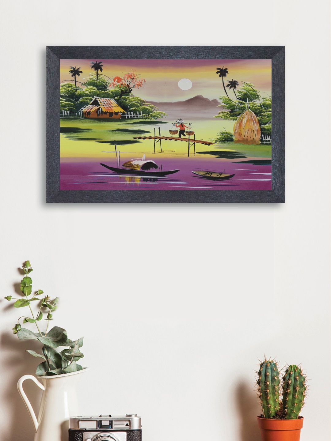 

nest ART Multicoloured Synthetic Wood Village Wall Art, Multi
