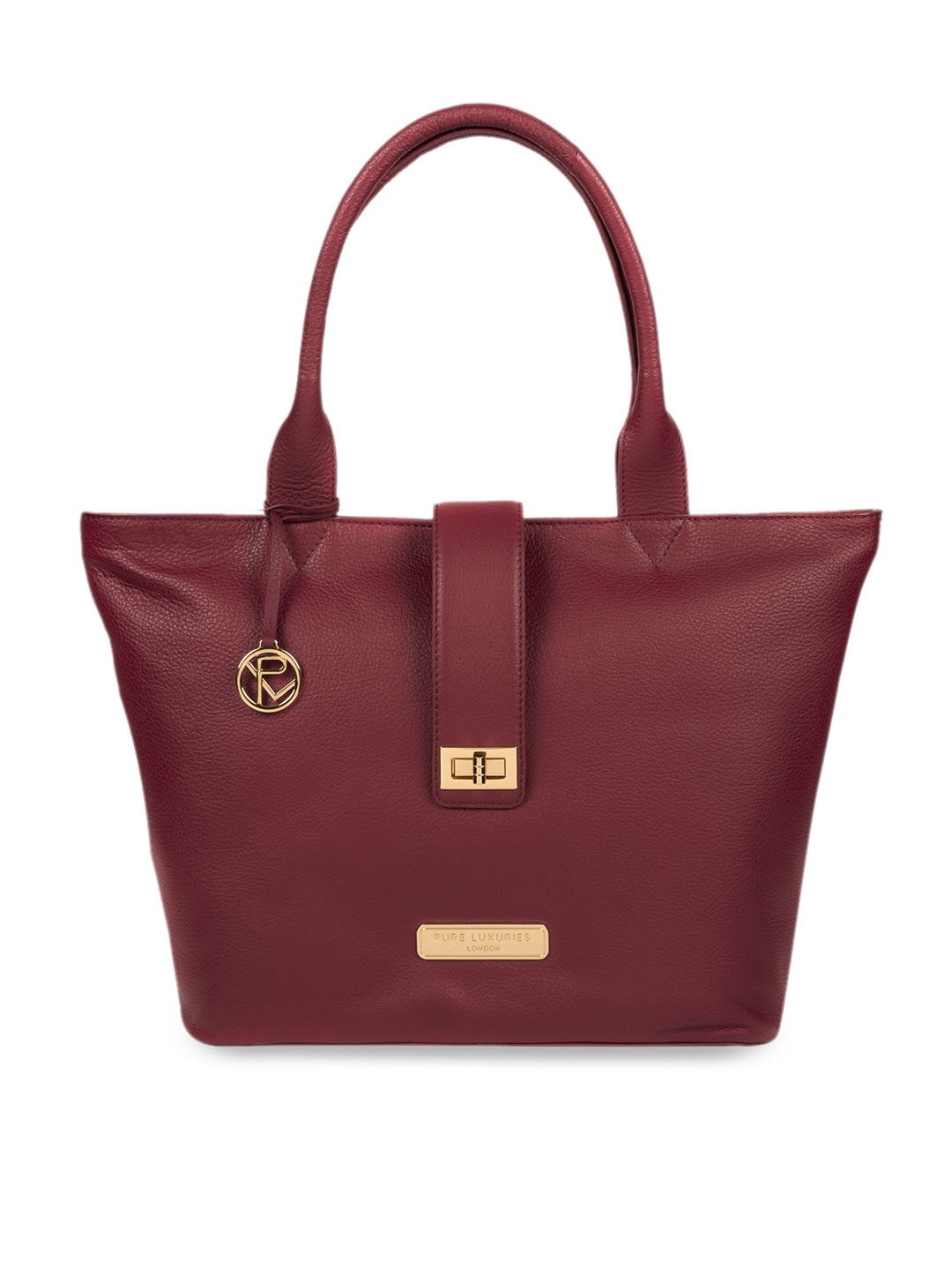 

PURE LUXURIES LONDON Women Maroon Solid Genuine Leather Annabelle Tote Bag