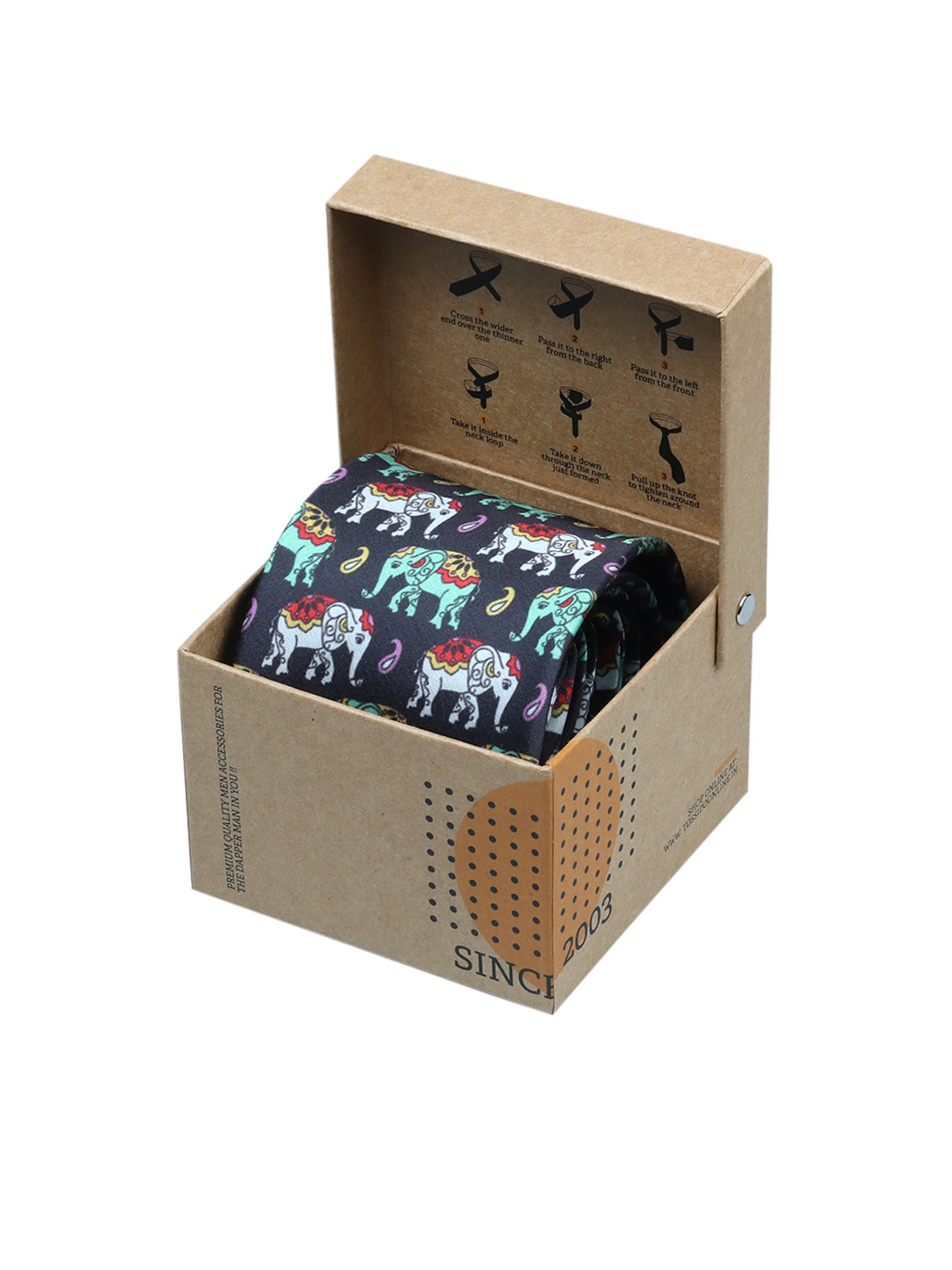 Tossido Black Printed Broad Tie