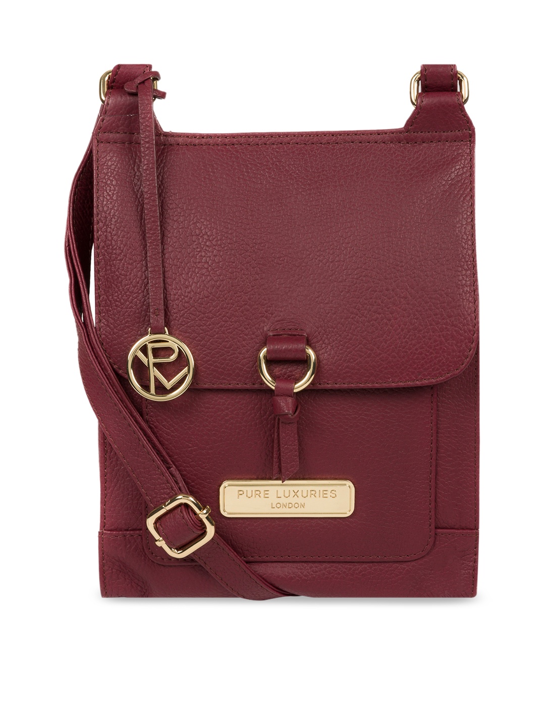 

PURE LUXURIES LONDON Women Maroon Solid Genuine Leather Naomi Sling Bag
