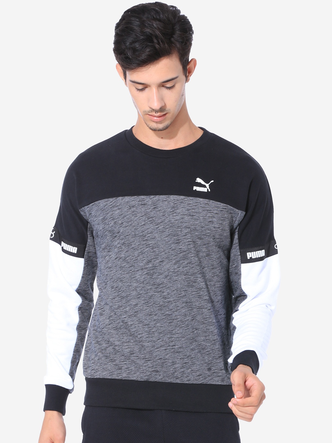 

Puma Men Black & Grey Colourblocked VK Crew Sweatshirt