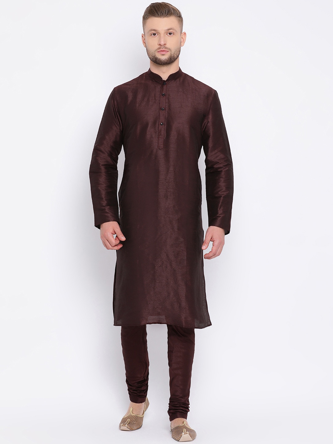 

Sanwara Men Red Solid Handloom Straight Kurta