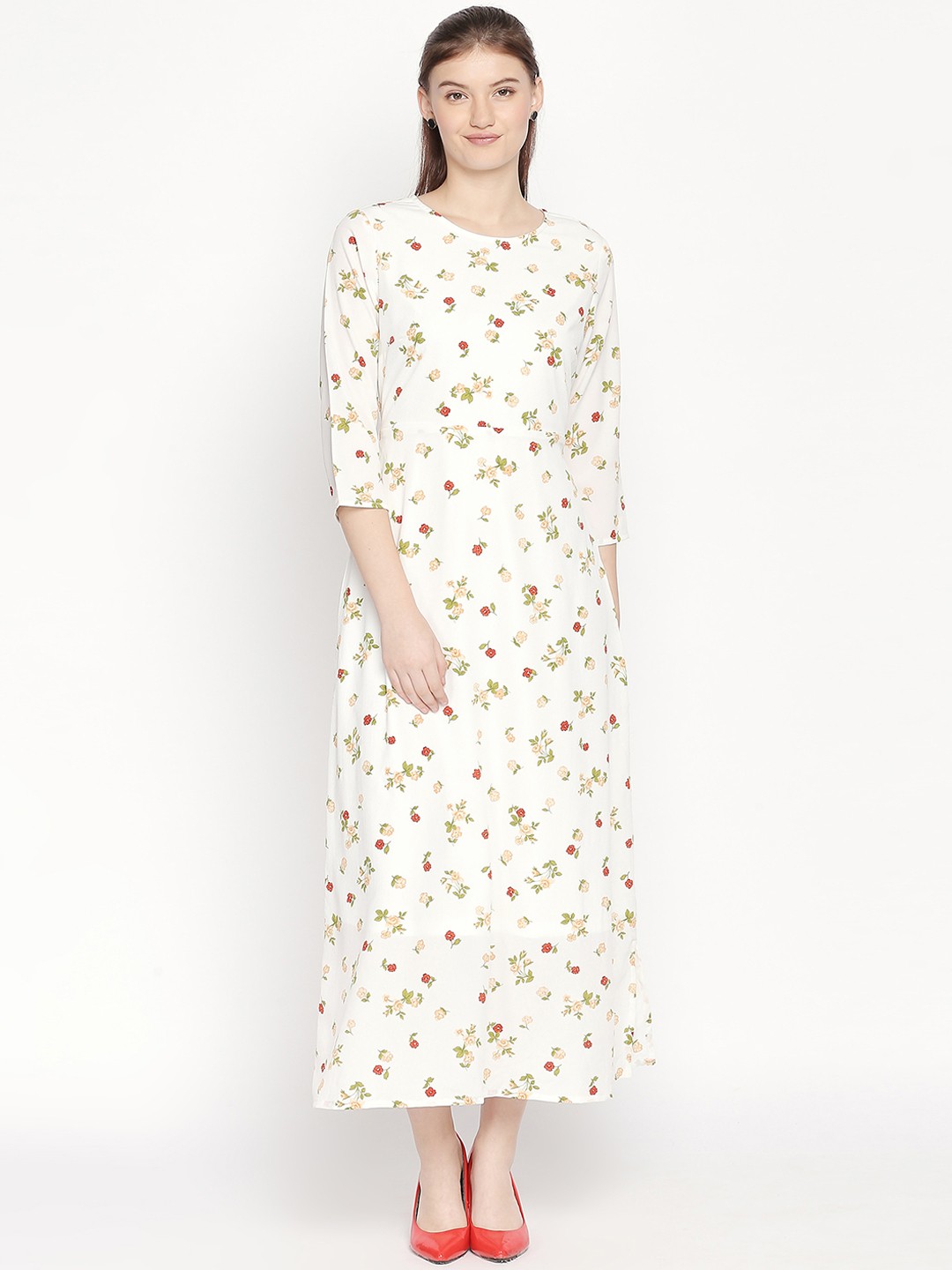 

Honey by Pantaloons Women White & Red Printed Maxi Dress