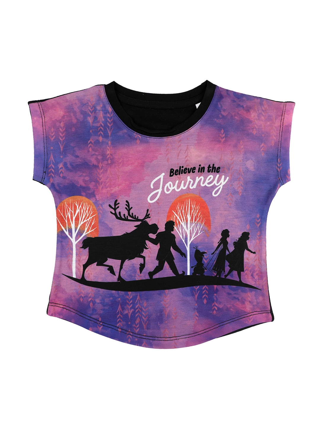 

Disney by Wear Your Mind Girls Purple Printed Round Neck T-shirt