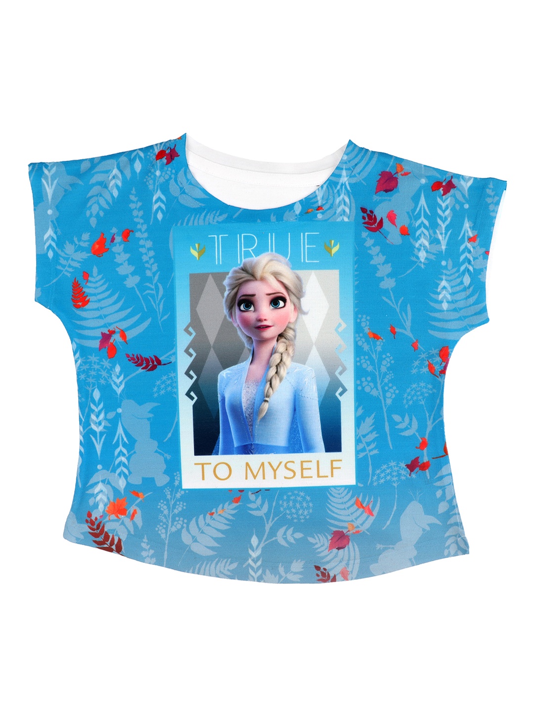 

Disney by Wear Your Mind Girls Blue Printed Round Neck T-shirt