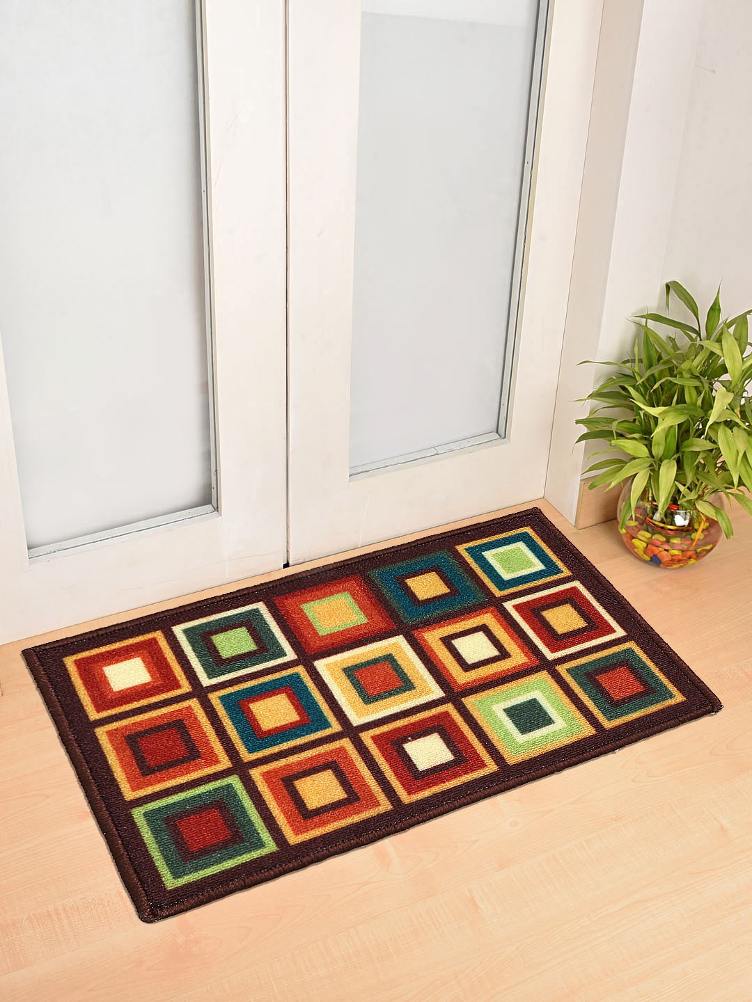 Status Multicoloured Printed Anti-Skid Doormat, Multi