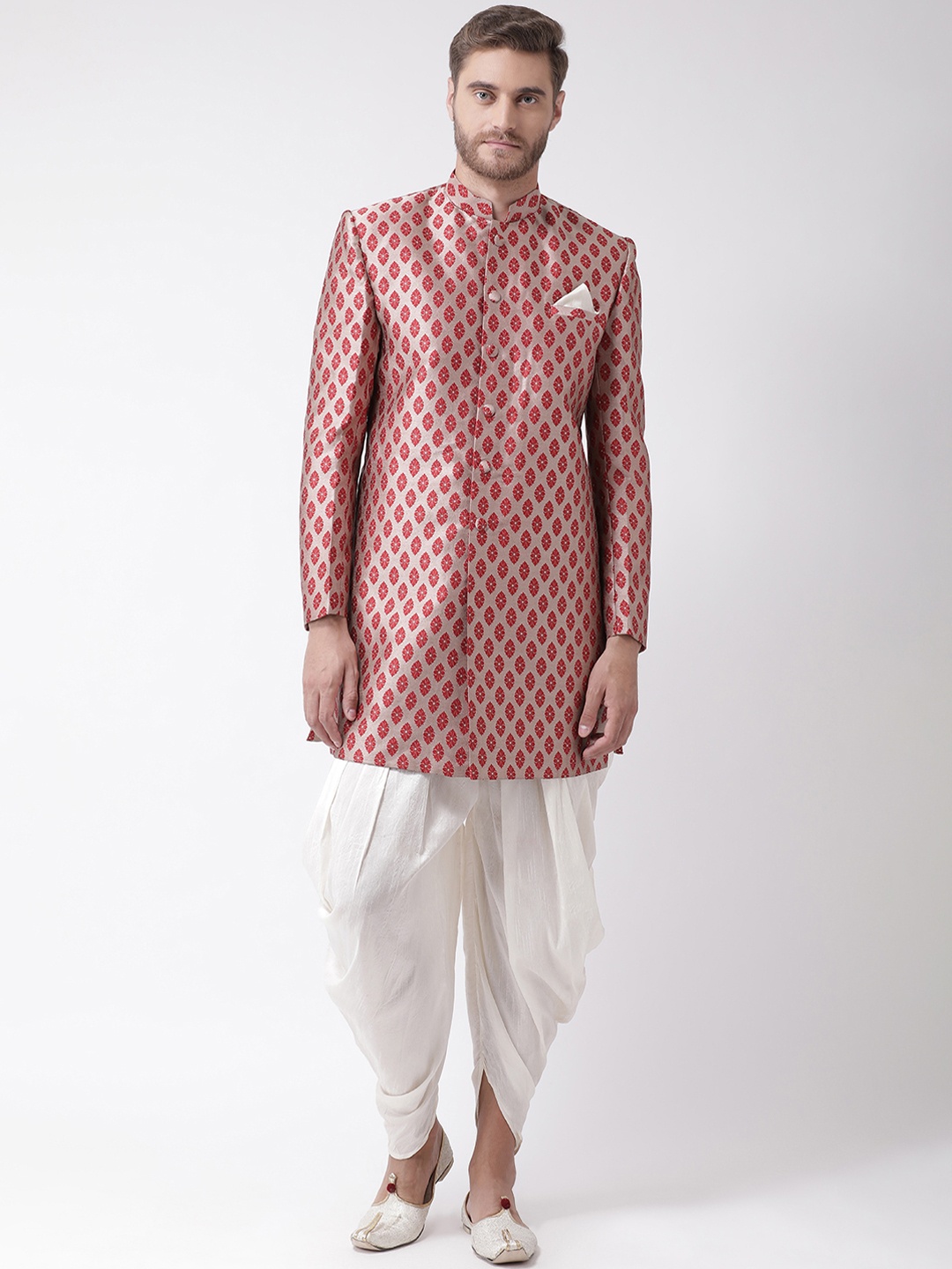 

DEYANN Men Pink & Off White Sherwani With Dhoti Pants