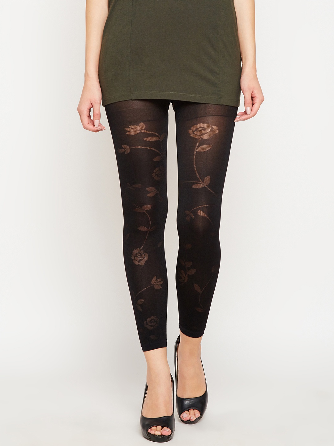 

Lebami Women Black Patterned Stockings
