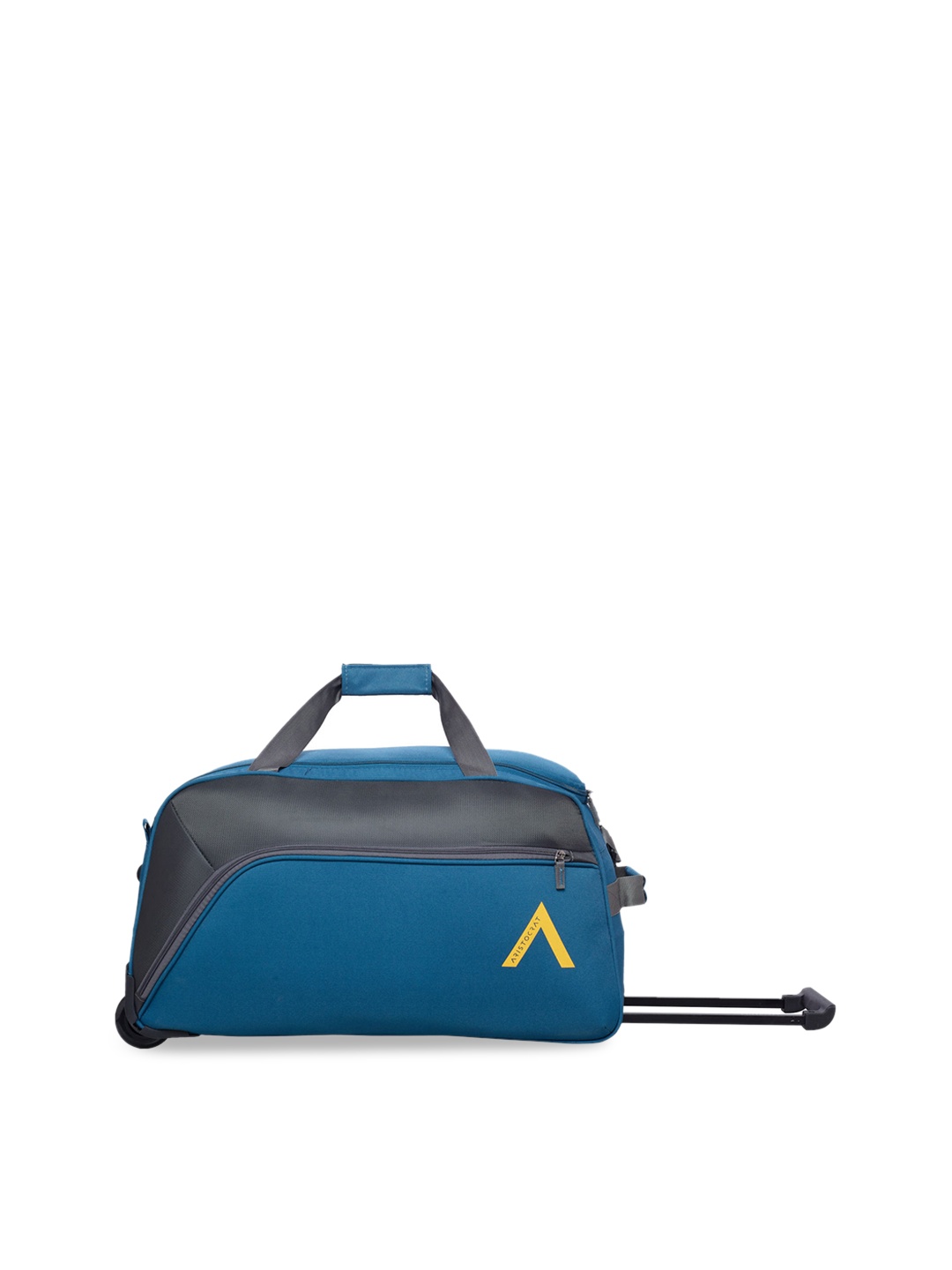 

Aristocrat Teal Blue and Grey Colourblocked Medium Trolley Duffle Bag
