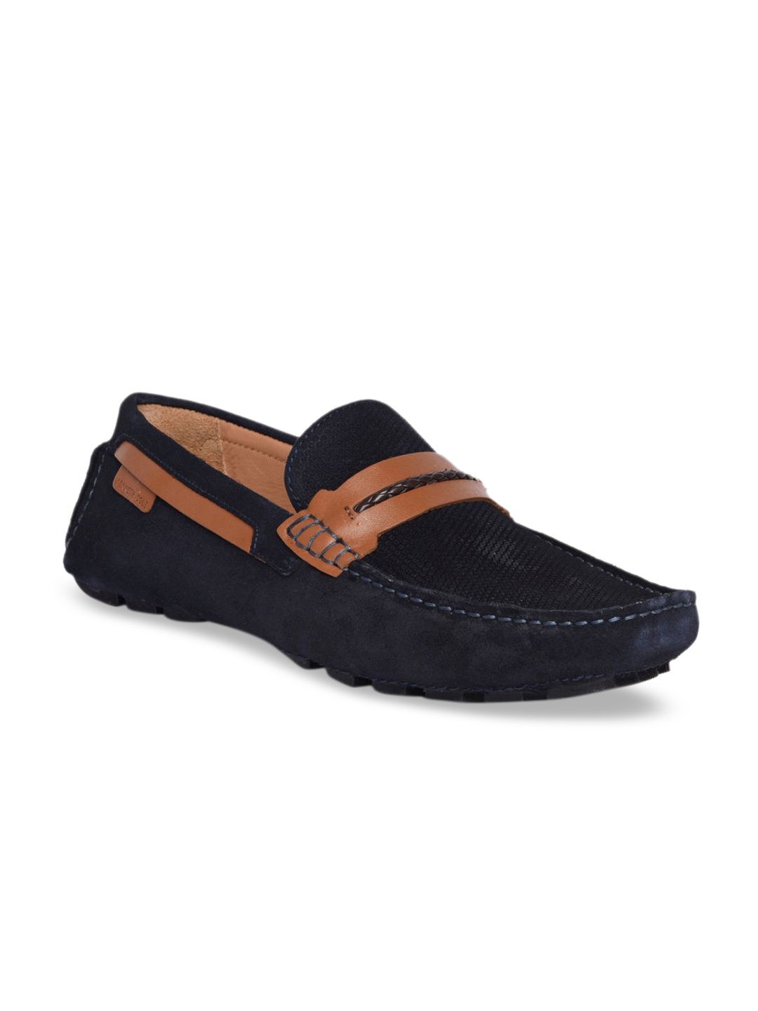

Kenneth Cole Men Navy Blue Textured Leather Driving Shoes