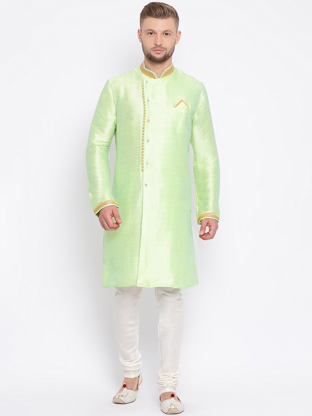 

Sanwara Men Green Solid Straight Kurta