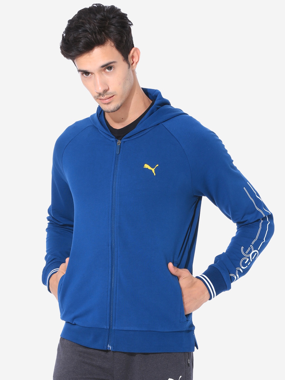 

Puma Men Blue Gibraltar Sea Printed VK Hooded Sporty Track Jacket
