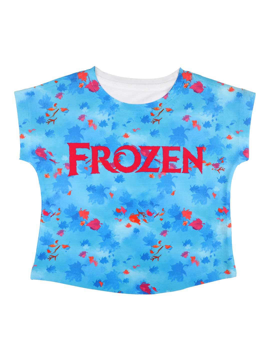 

Disney by Wear Your Mind Girls Blue Printed Round Neck T-shirt