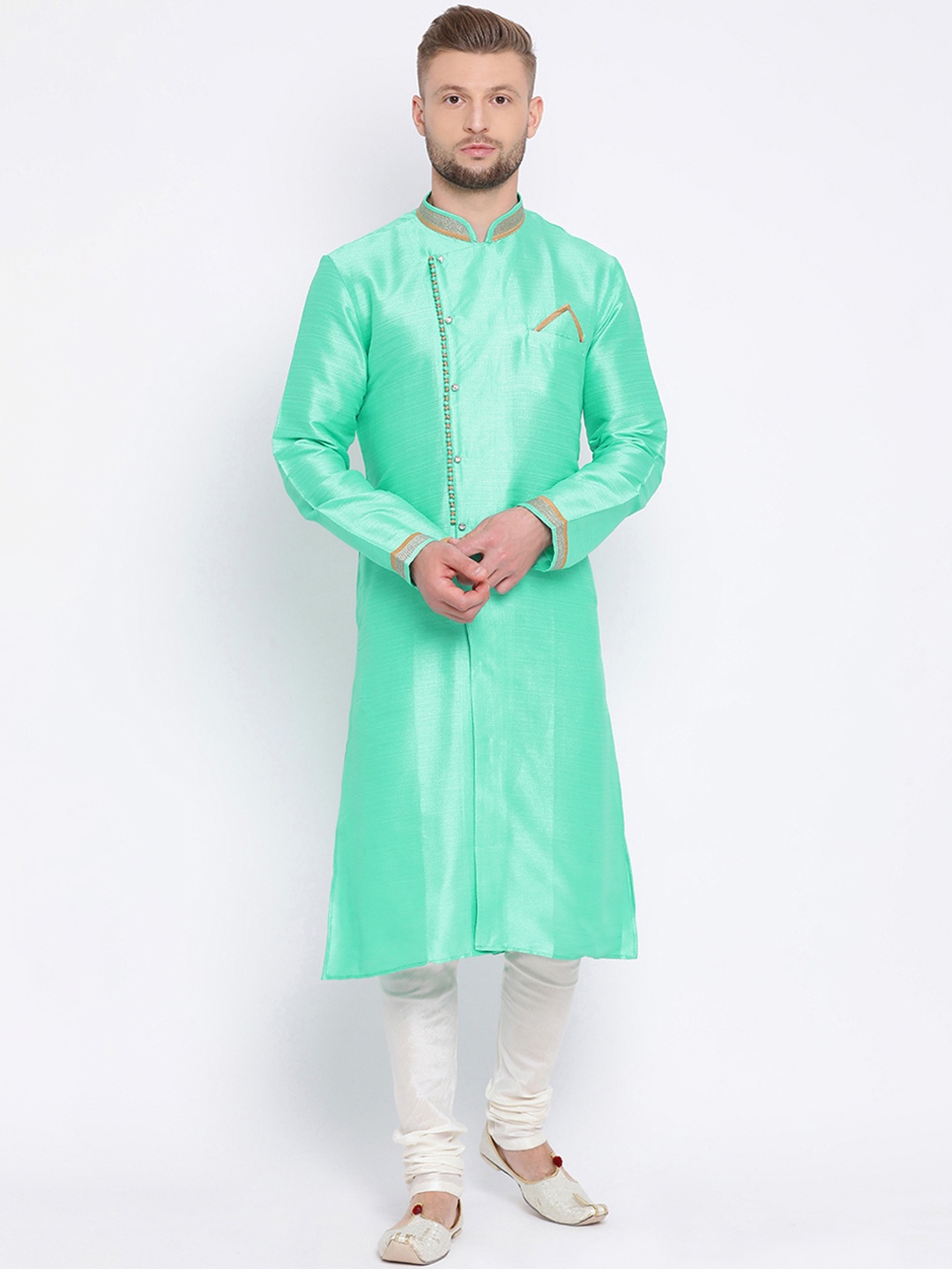 

Sanwara Men Green Solid Straight Kurta