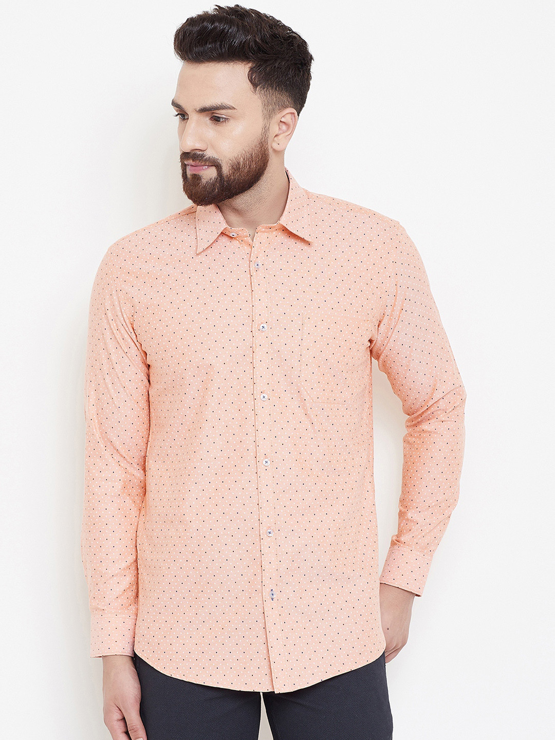 

Duke Men Orange Regular Fit Printed Casual Shirt