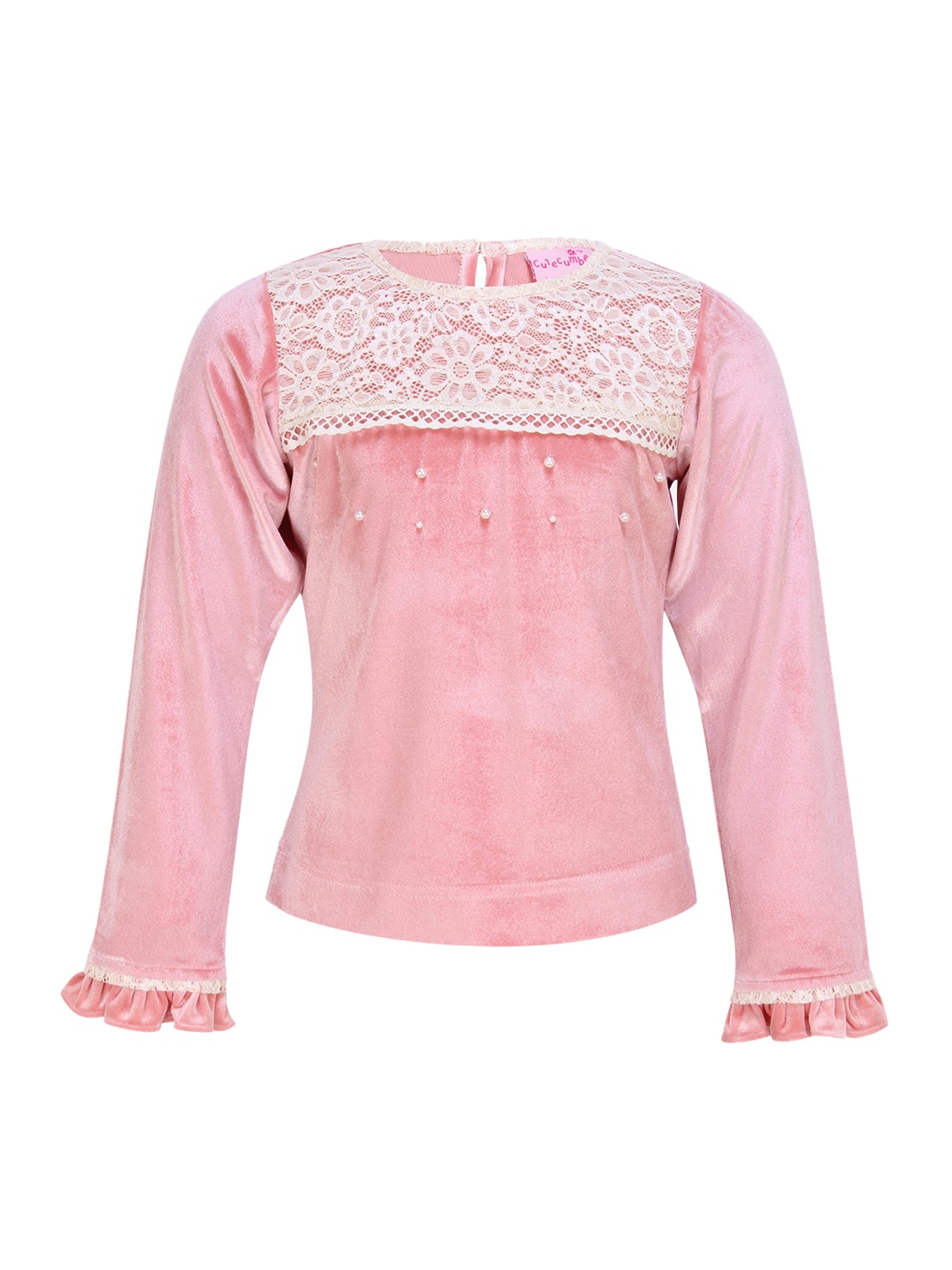 

CUTECUMBER Girls Pink Embellished Top