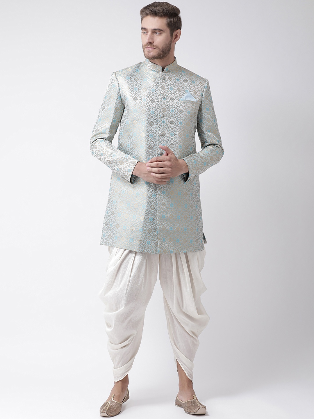 

DEYANN Men Blue & Off White Sherwani With Dhoti Pants