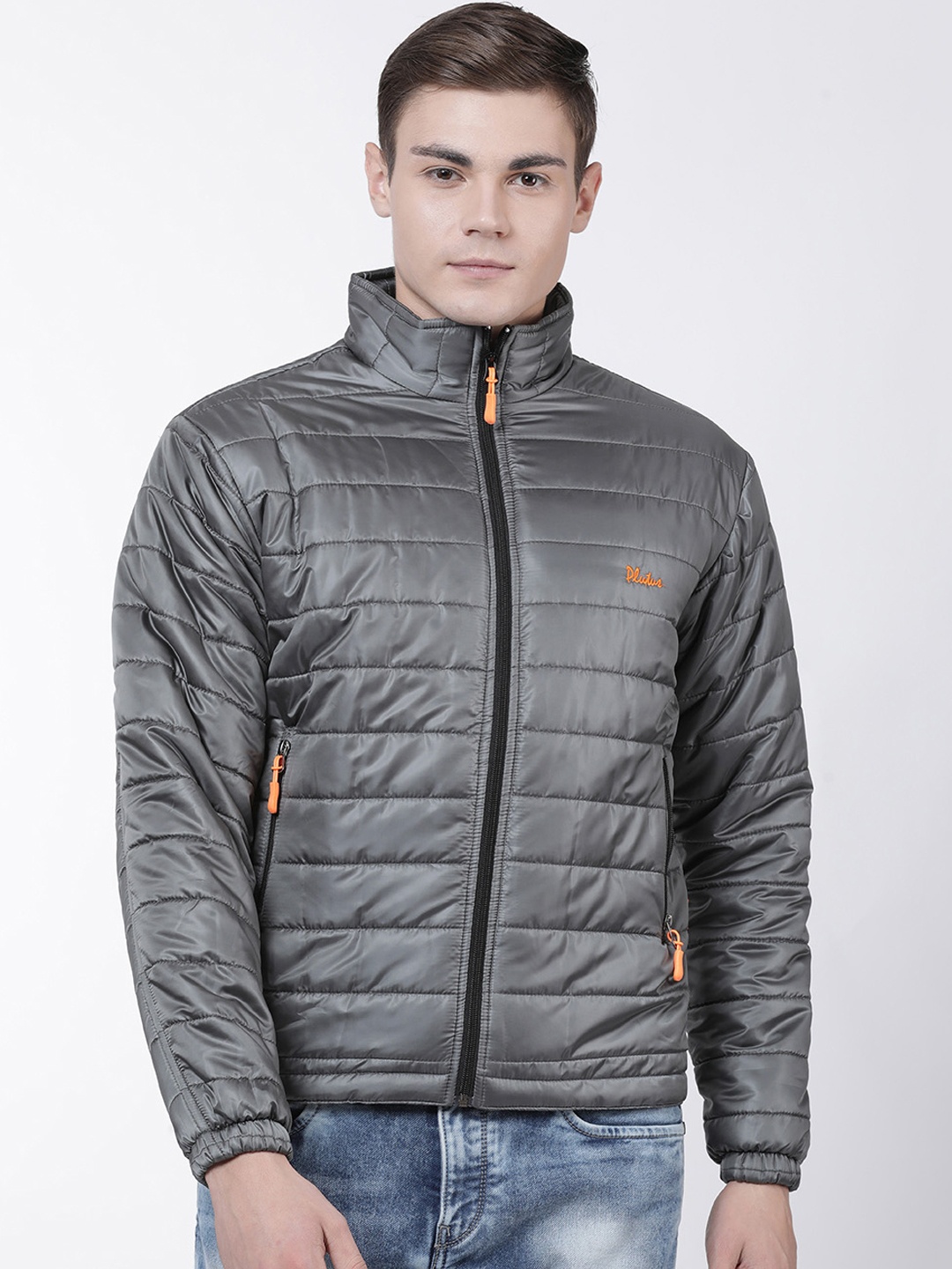 

Plutus Men Grey Solid Jacket