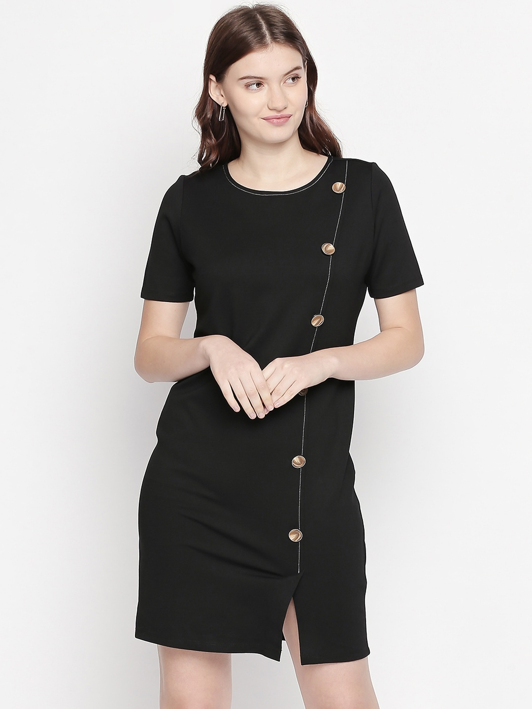 

Annabelle by Pantaloons Women Solid Black Sheath Dress
