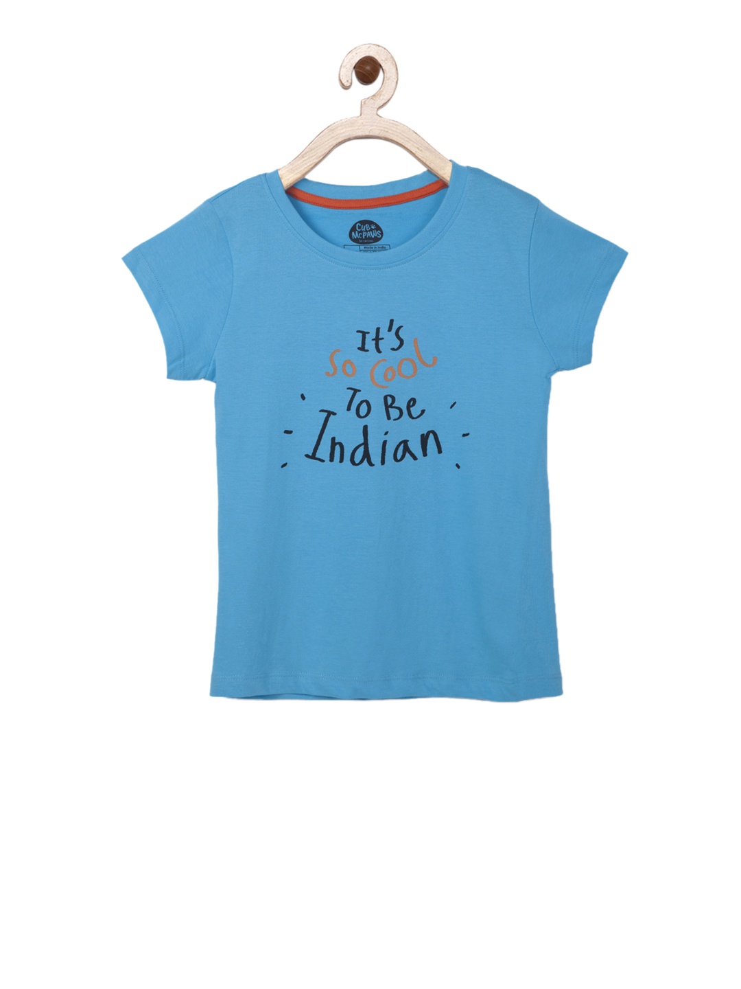 

Cub McPaws Girls Blue & Black Printed Round Neck T-shirt