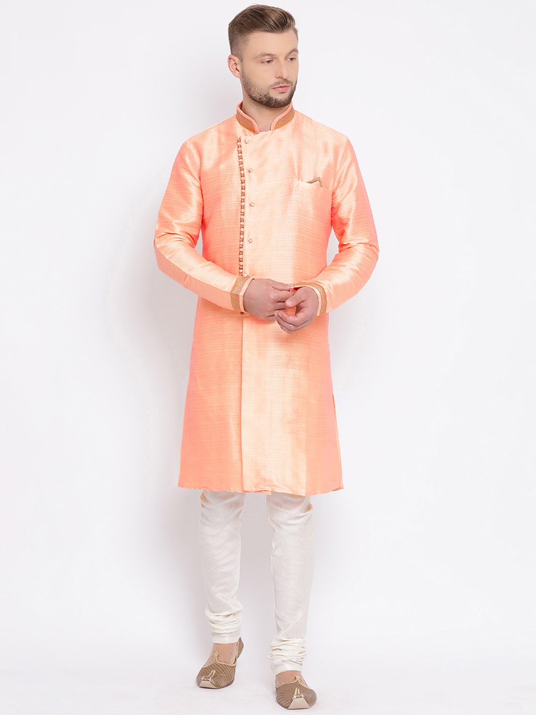 

Sanwara Men Orange Solid Straight Kurta