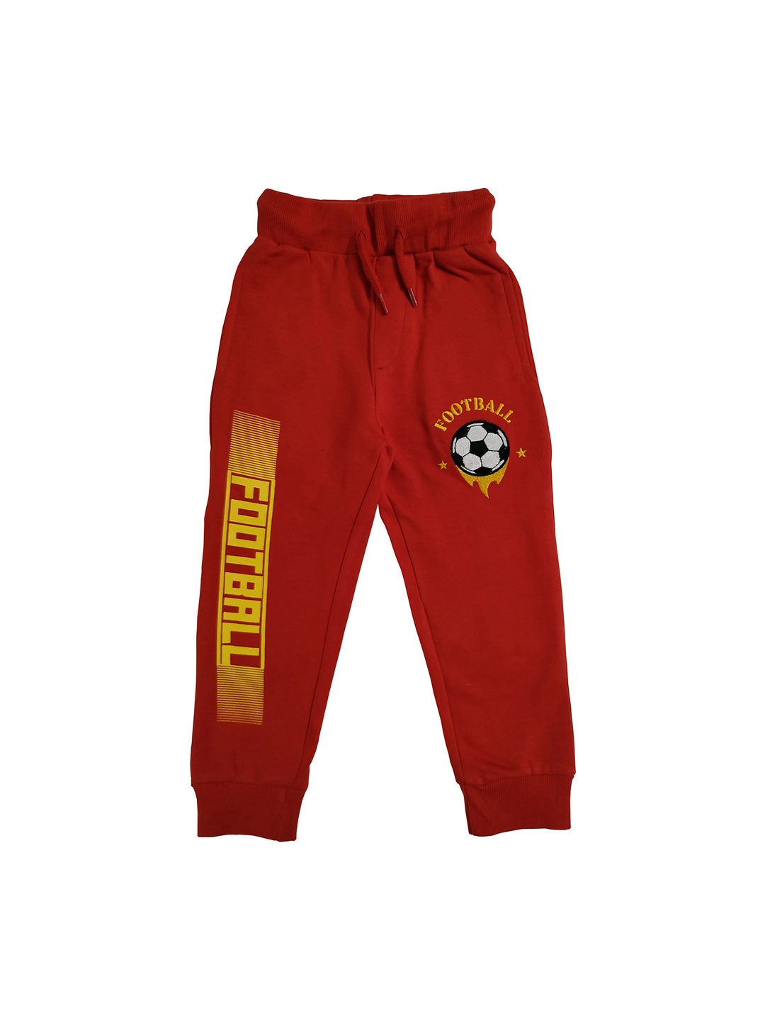 

KiddoPanti Boys Red Printed Straight Fit Joggers