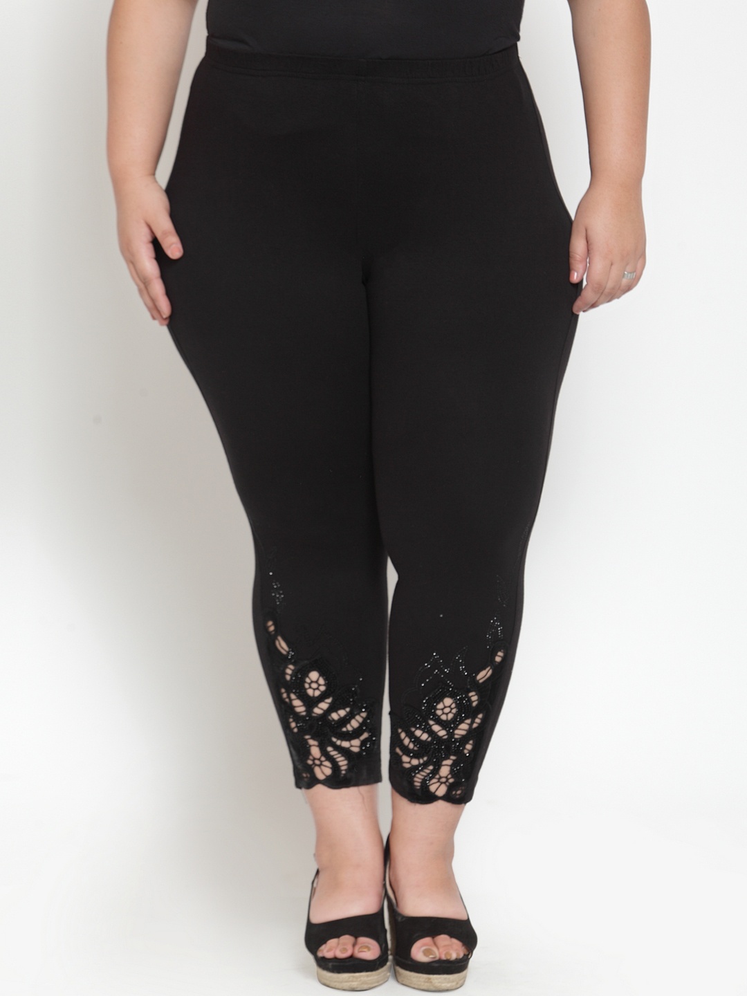 

plusS Black Solid Leggings