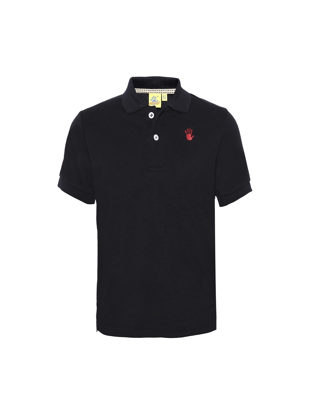 

Punkster Boys Black Solid Polo Collar Pure Cotton T-shirt