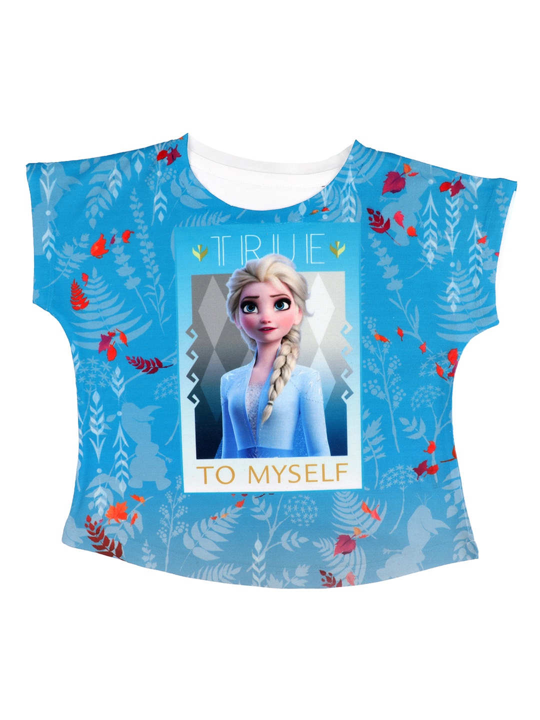 

Disney by Wear Your Mind Girls Blue Printed Round Neck T-shirt