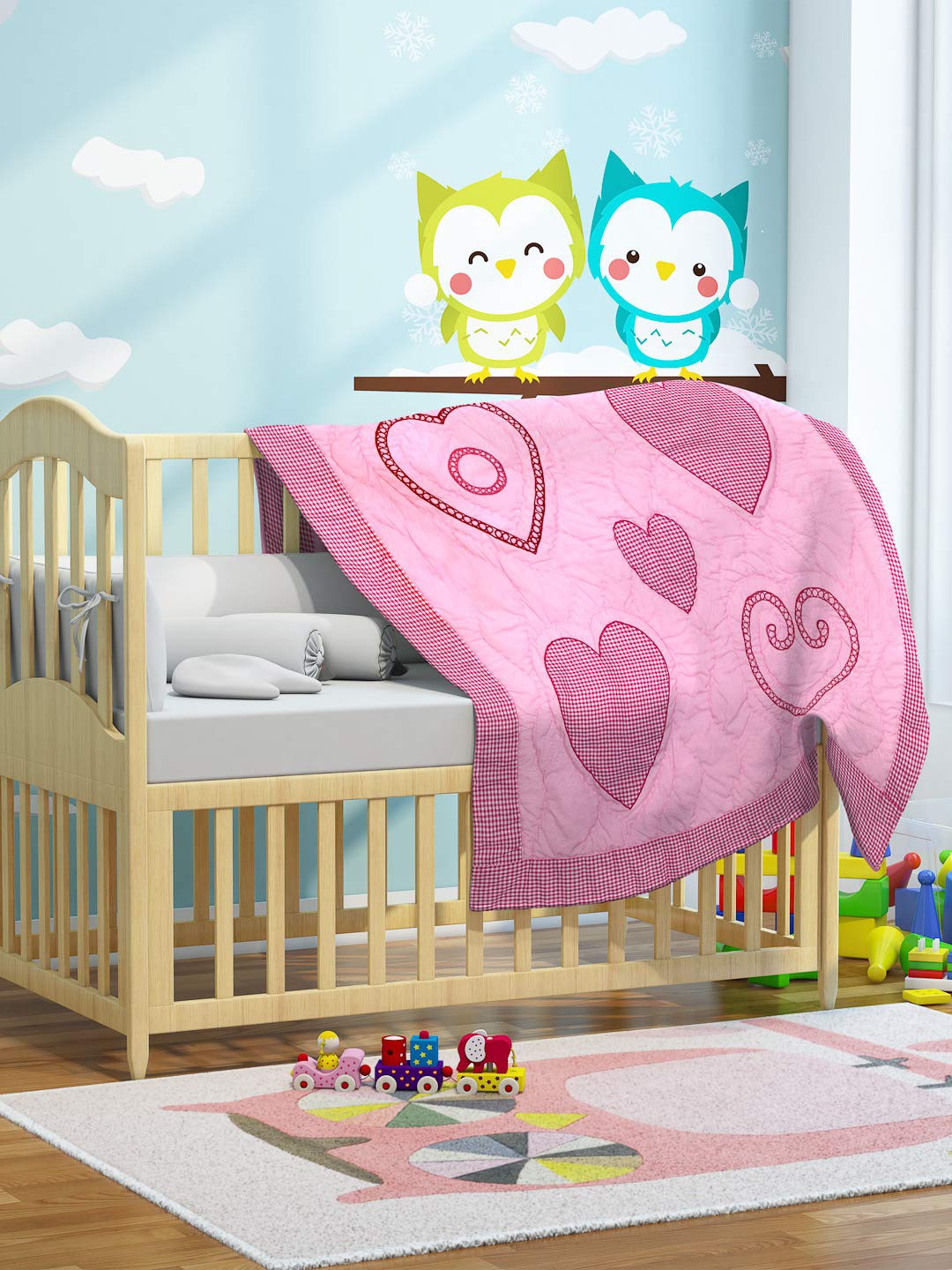 

SWHF Pink Conversational AC Room 350 GSM Single Bed Quilt