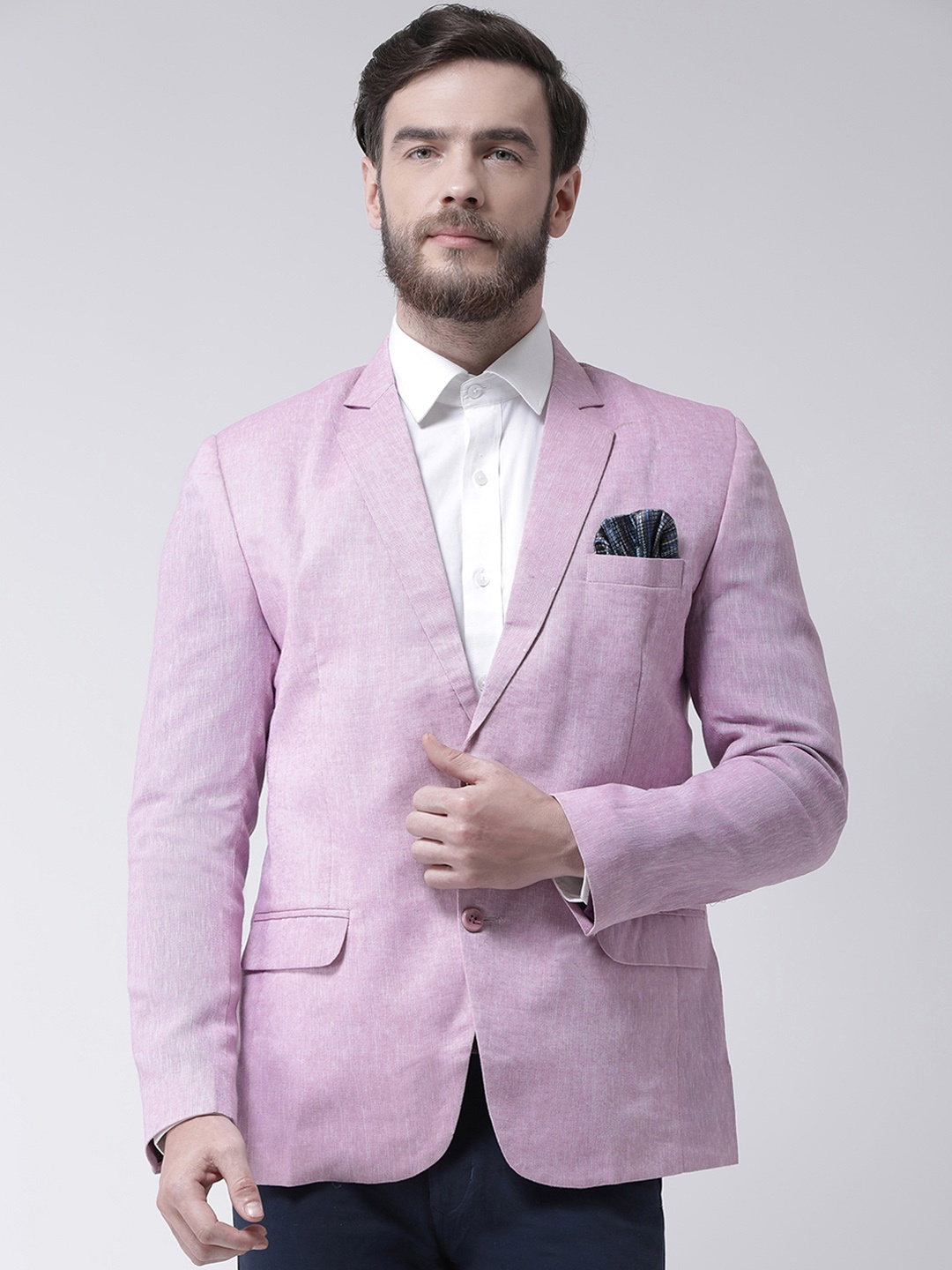 

Hangup Men Purple Solid Single Breasted Slim fit Blazer