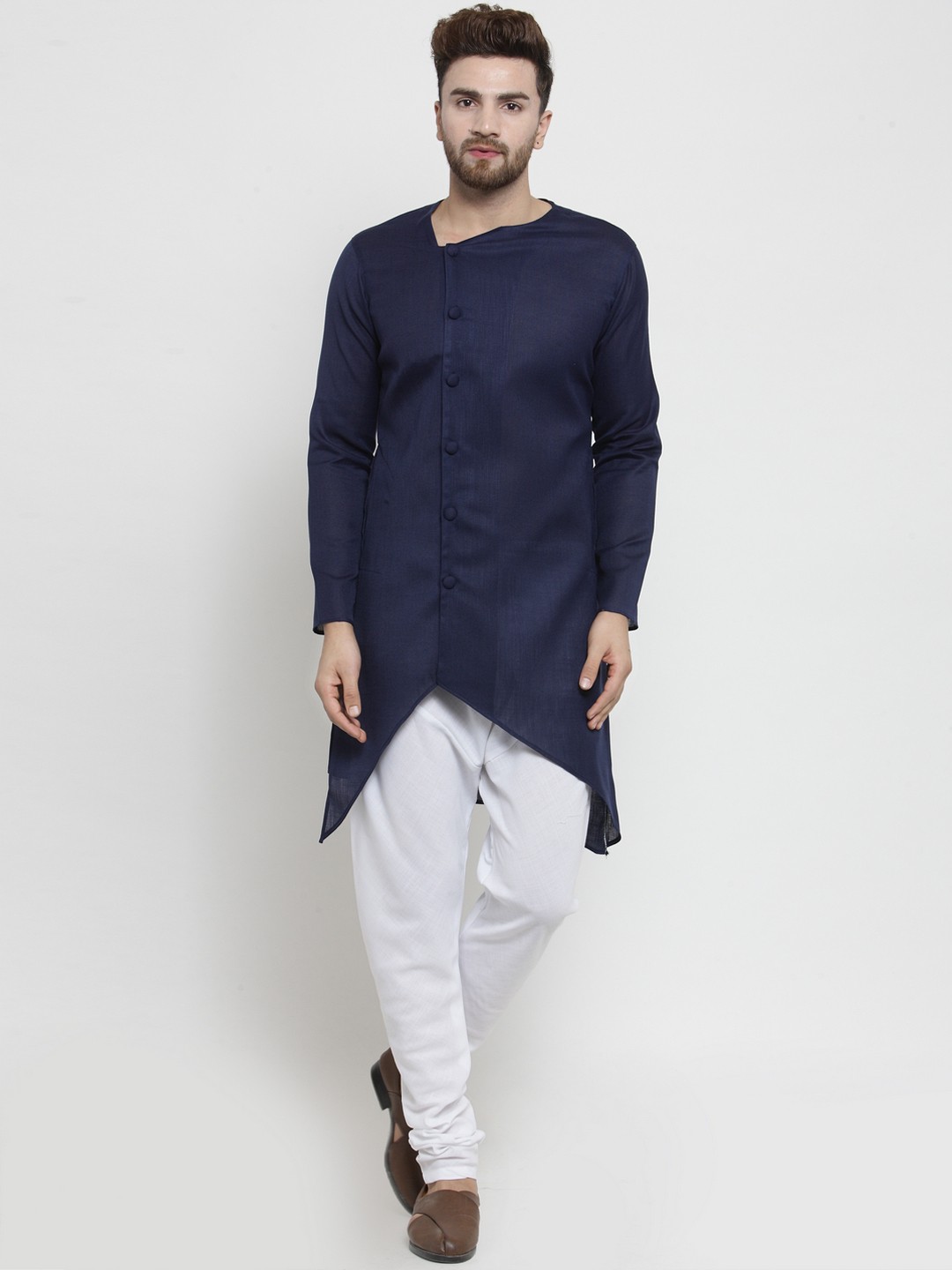 

TREEMODA Men Blue Solid Straight Kurta