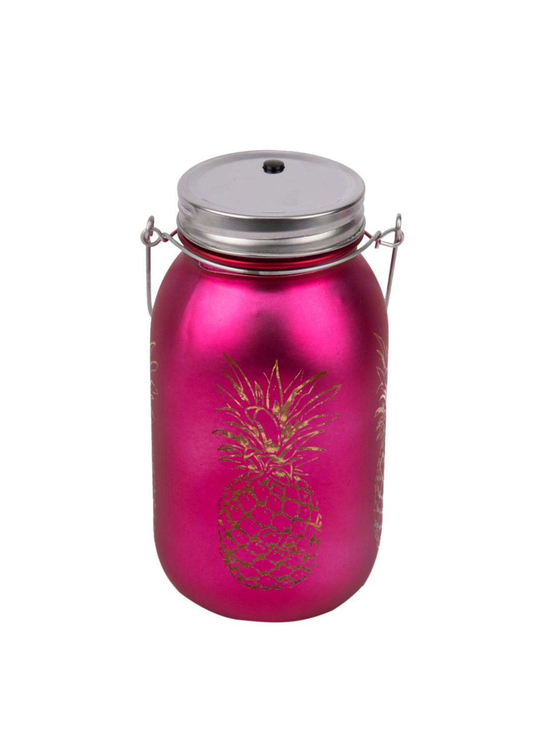 

HomeTown Pink Printed Pineapple Cutout Mason Jar Bedside Lamp