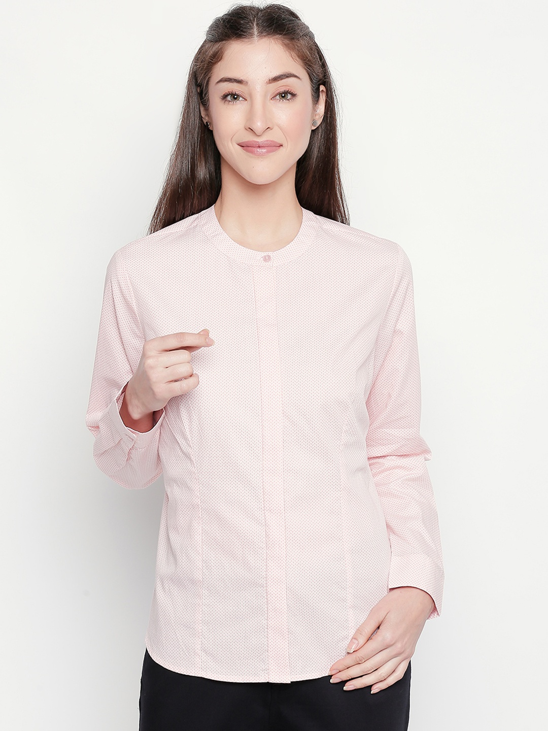 

Annabelle by Pantaloons Women Pink Regular Fit Printed Formal Shirt