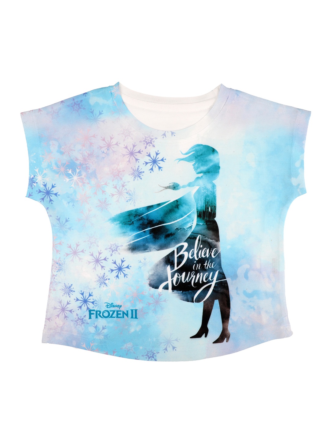 

Disney by Wear Your Mind Girls Blue Printed Round Neck T-shirt