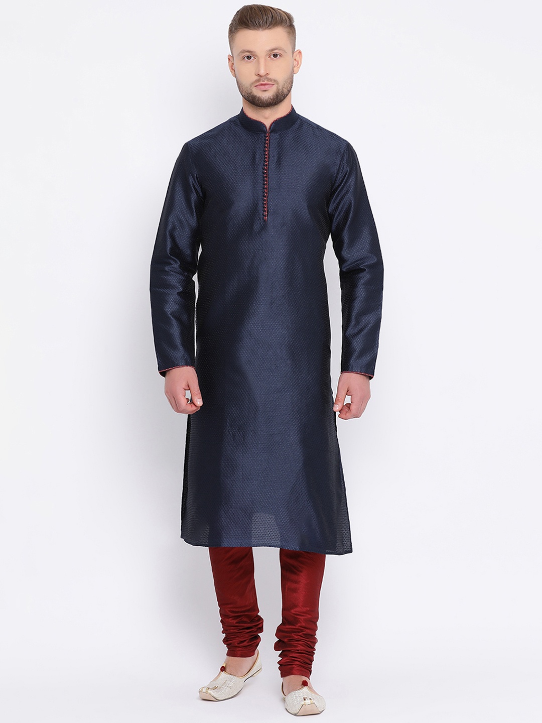 

Sanwara Men Blue Woven Design Straight Kurta