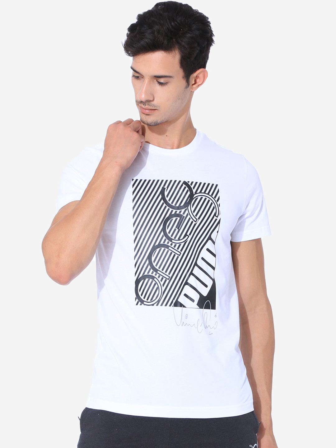 

Puma Men White VK Graphic Printed Round Neck T-shirt